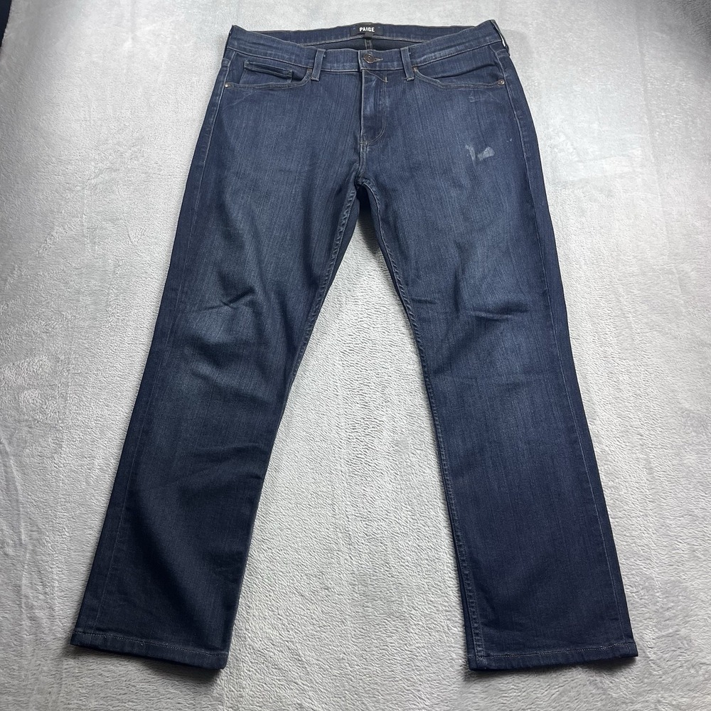 Paige Jeans Mens 33x27 Blue Federal Slim Straight Leg Stretch Dark Wash Denim